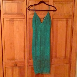NBD Green Lace Midi Dress